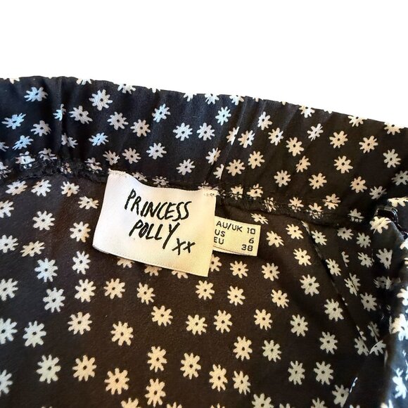 Princess Polly Black White Floral Print Skirt Midi High Slit Flowy Trendy Size 4 - Picture 6 of 10